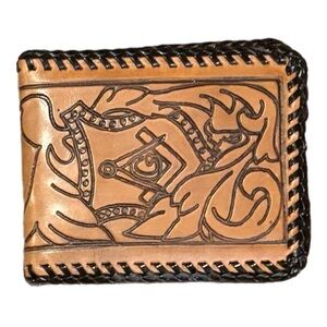 Handcrafted Tan Leather Masonic Wallet